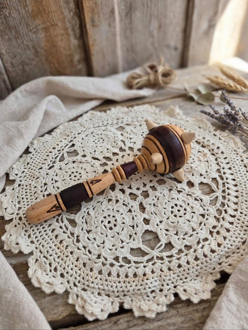 Vintage Turned Wood Handheld Massage Tool | Reflexology Stick